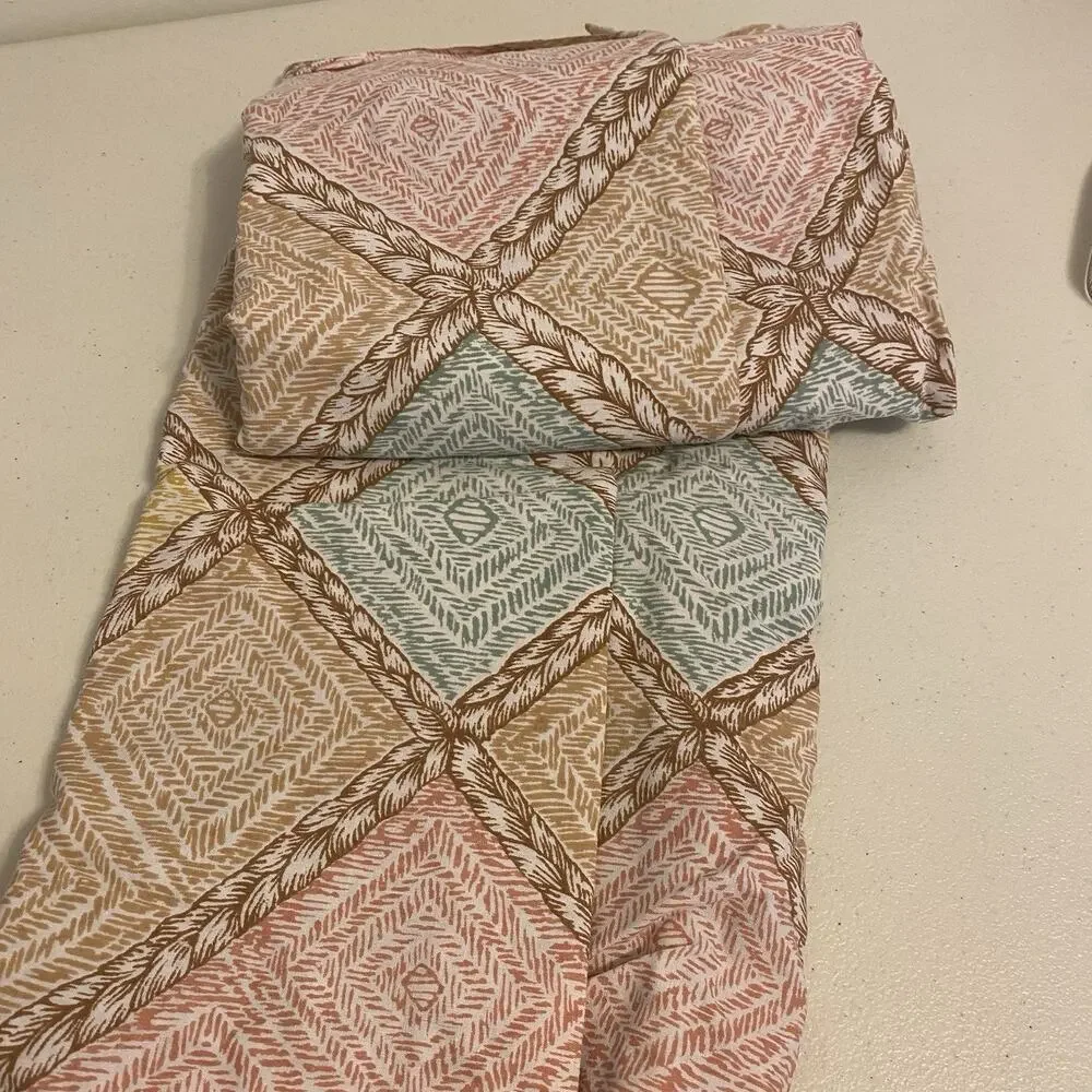 Vintage Cotton Full Size Flat Sheet Argyle Cottagecore Home Collection 78x96”